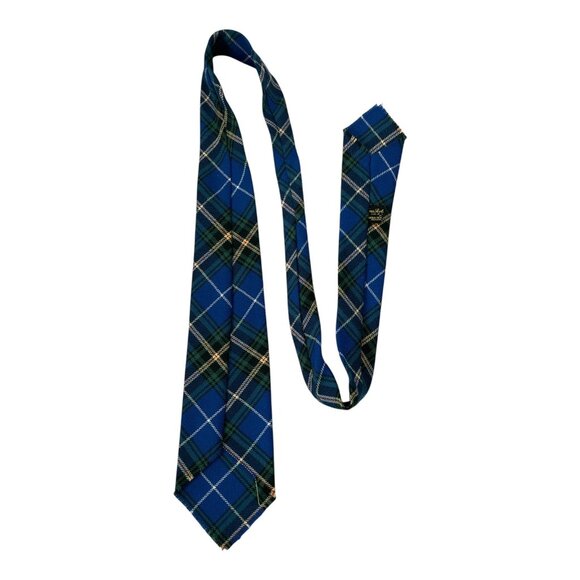 Vintage Inveresk Tartan Necktie – Blue & Green Plaid - Picture 4 of 4